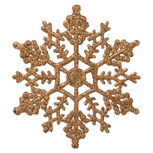 4" Rose Gold Glitter Snowflake 24/Pvc Bx