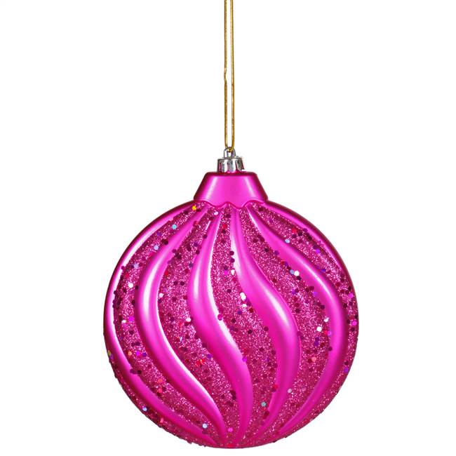 6" Cerise Matte-Glitter Swirl Flat Ball