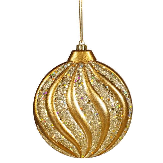 6" Antiq Gold Matte-Glit Swirl Flat Ball
