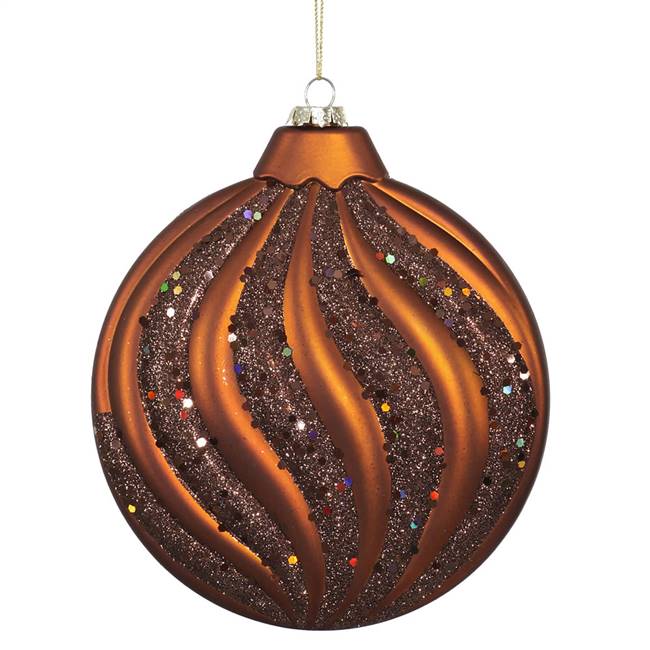 6"  Copper Matte-Glitter Swirl Flat Ball