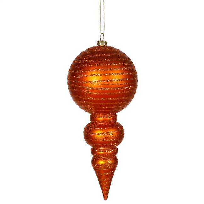 7" Burnished Orange Matte-Glitt Finial