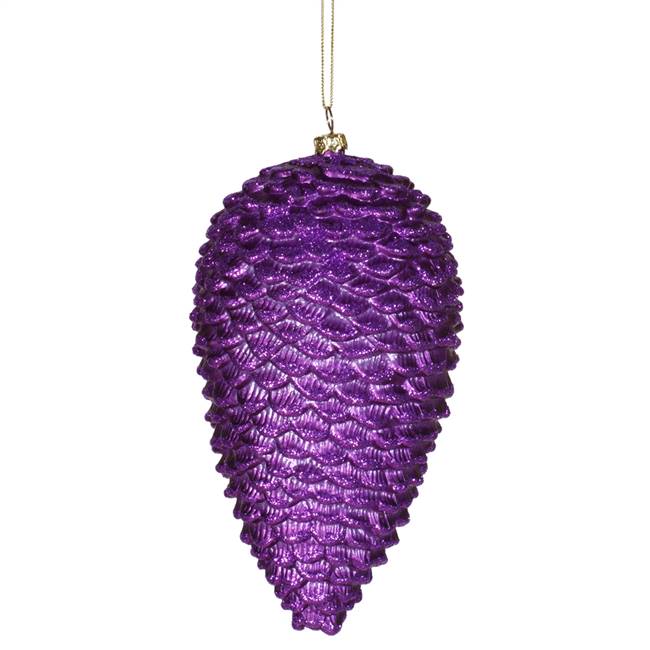 7" Purple Matte-Glitter Pinecone