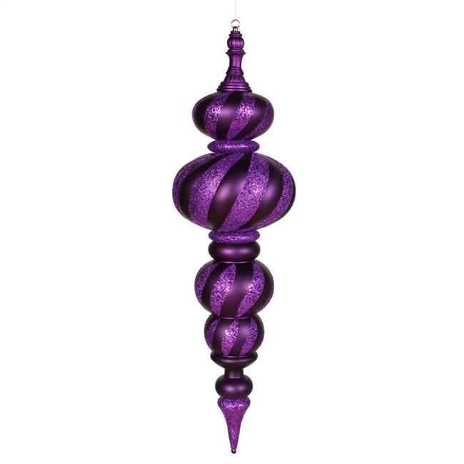 43" Purple Matte-Glitter Swirl Finial