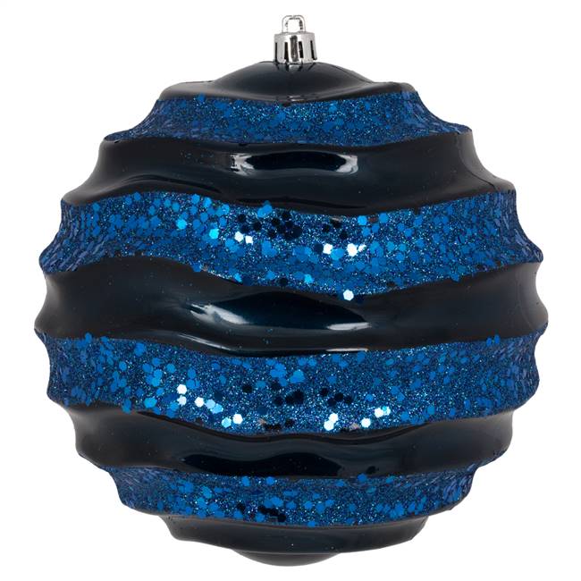 6" Midnt Blue Candy Glitter Wave Ball