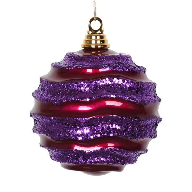 6" Cerise-Purple Candy Glitter Wave Ball