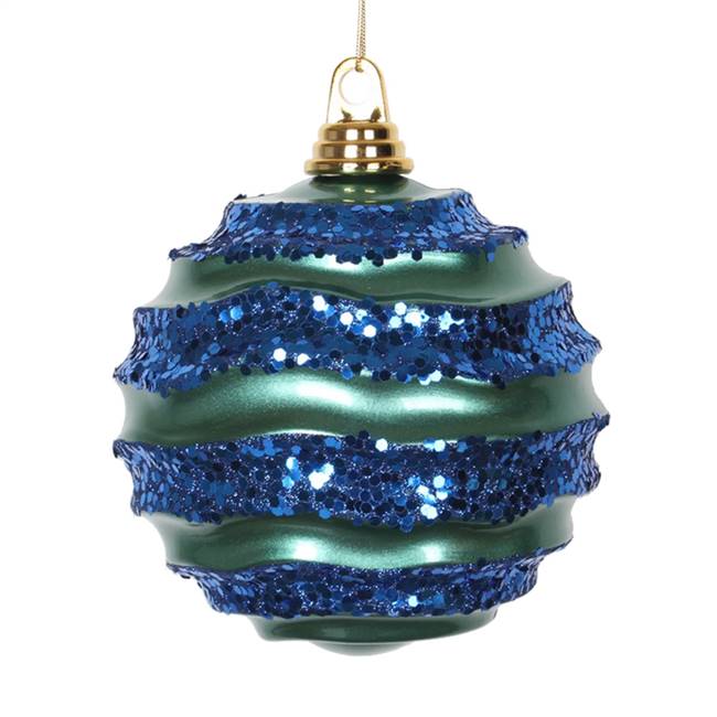 6" Teal-Sea Blue Candy Glitter Wave Ball