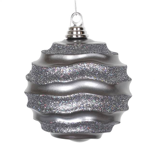 6" Pewter Candy Glitter Wave Ball