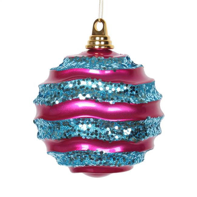 6" Cerise-Turquo Candy Glitter Wave Ball