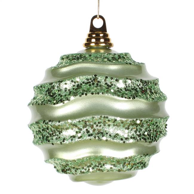 10'' Celadon Green Candy Glit Wave Ball