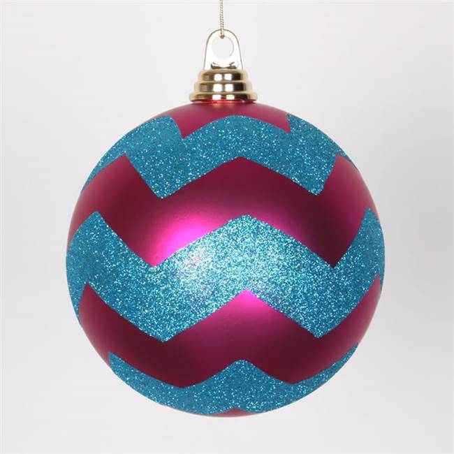 6" Cerise-Turq MatteGlit Chevron Ball