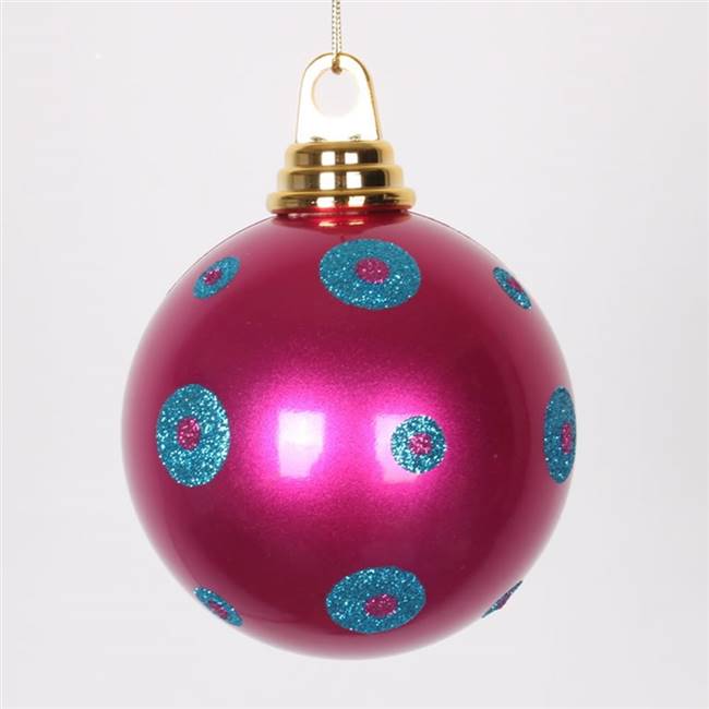 4.75" CeriseTrq PolkaDot Candy Ball 3/Bx