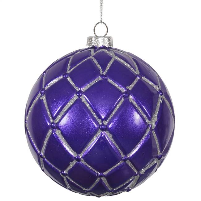 4"  Purple  Candy Glitter Net Ball 6/Box