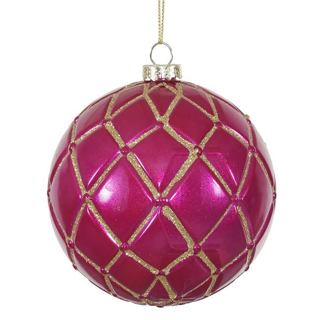 4"  Cerise Candy Glitter Net Ball 6/Box