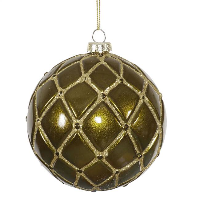 4"  Dk Olive Candy Glitter Net Ball 6/B