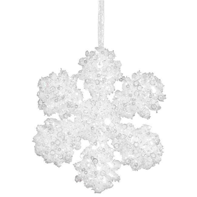 6"  White Glitter Snowflake