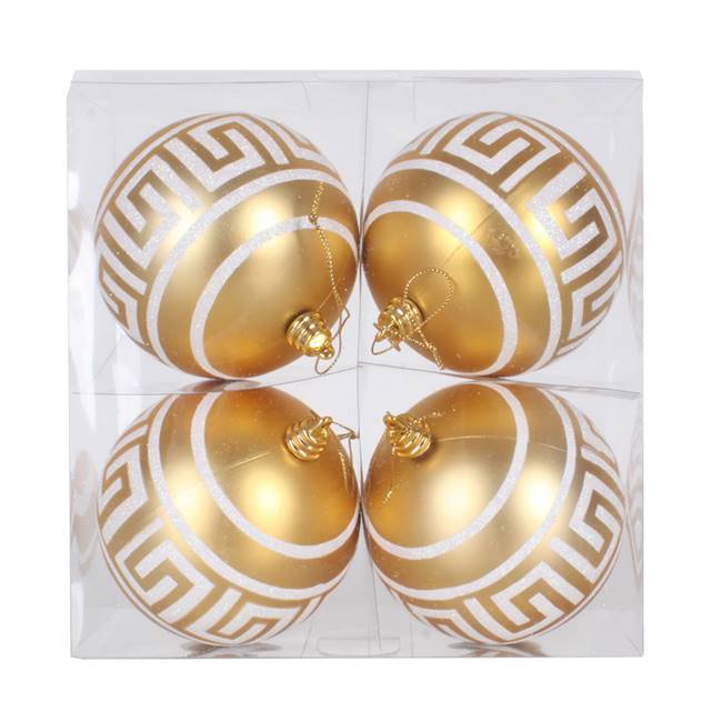 4" Gold Ball Silver Glitter 4/Box