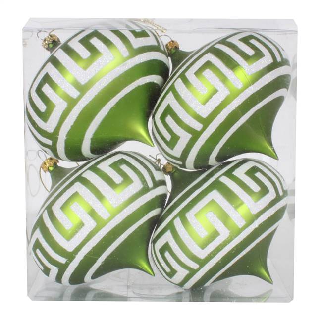 4" Lime Onion White Glitter 4/Box