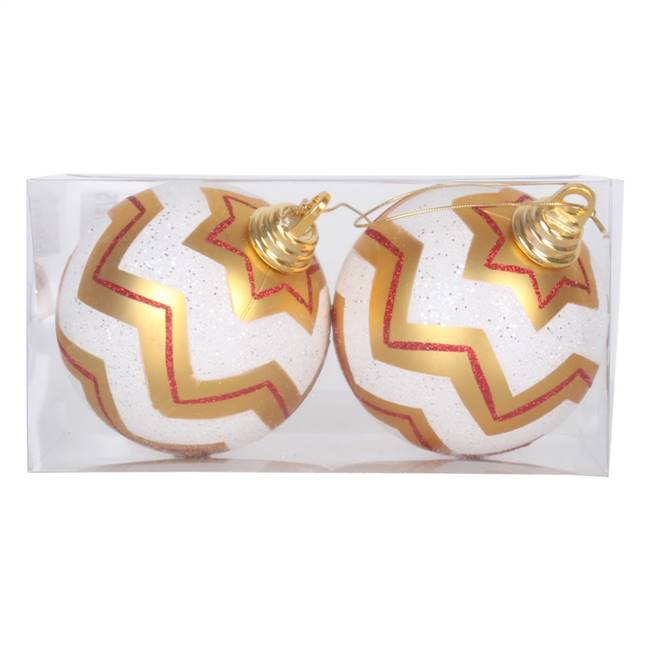 4.75" Gold-White Chevron Ball 2/Box