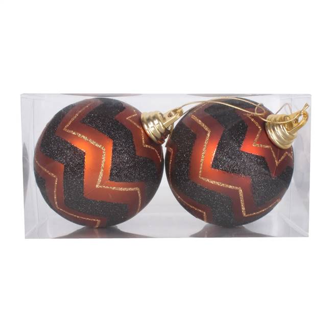 4.75" Copper-Black Chevron Ball 2/Box