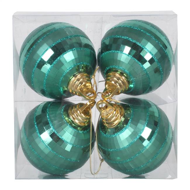 4" Emerald Shiny-Matte Mirror Ball 4/Bx