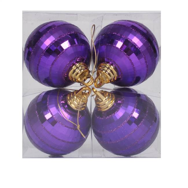 4" Purple Shiny-Matte Mirror Ball 4/Box