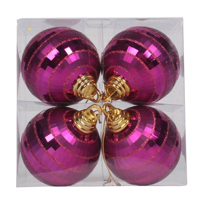 4" Magenta Shiny-Matte Mirror Ball 4/Bx