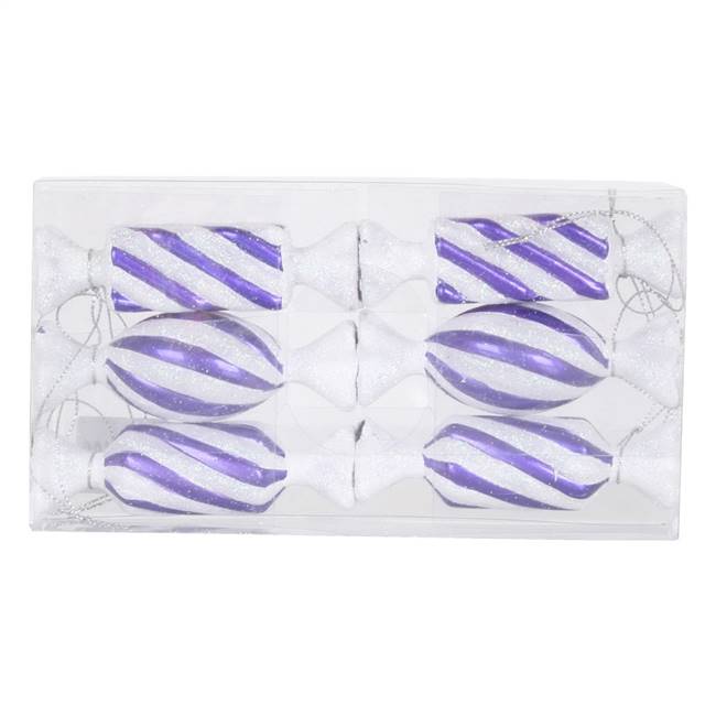 4" Purple-White Candy Glitter 6/Box