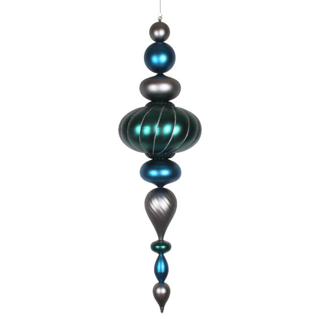 45" Blue-Pewter-Teal Matte Jumbo Finial