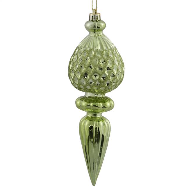 7.5" Celadon Finial Celadon Glitter 3/Bx