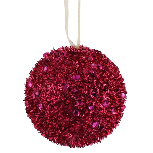 4" Cerise Sequin Glitter Ball 4/Box