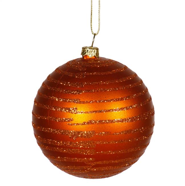 4" Burn Orange Matte-Glitter Ball 4/Box