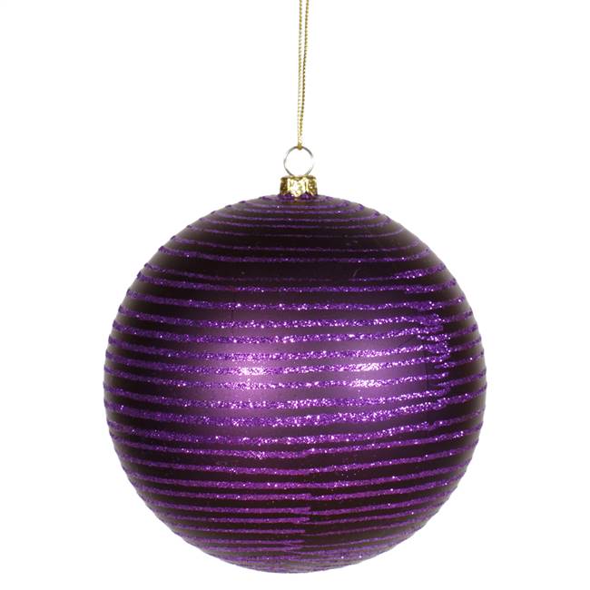 4.75" Purple Matte-Glitter Ball 3/Box