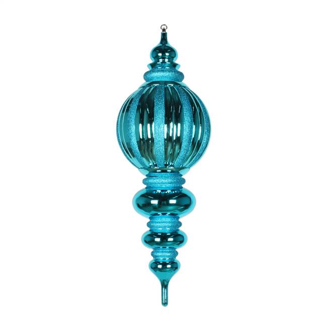 35" Teal Shiny Glitter Finial