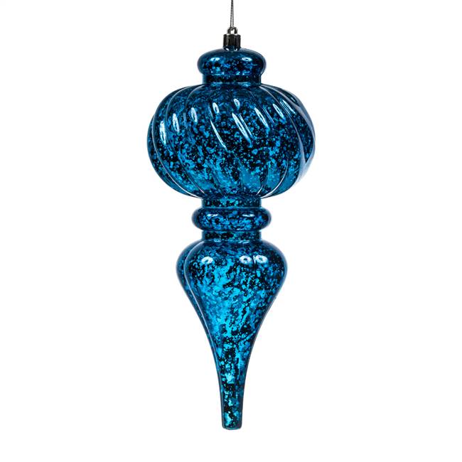 10" Blue Shiny Mercury Finial 3/Bg