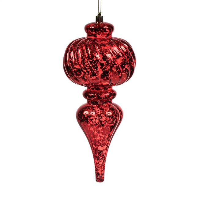 10" Red Shiny Mercury Finial 3/Bg