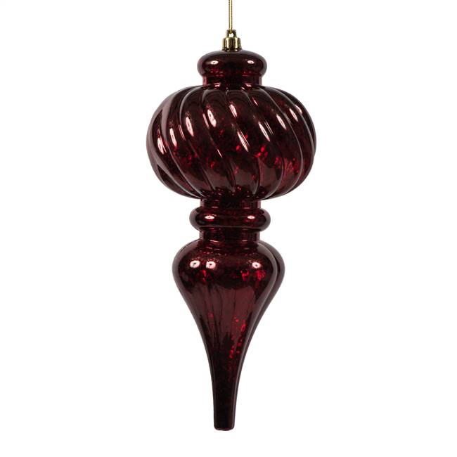 10" Burgundy Shiny Mercury Finial 3/Bg