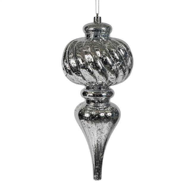 10" Silver Shiny Mercury Finial 3/Bg