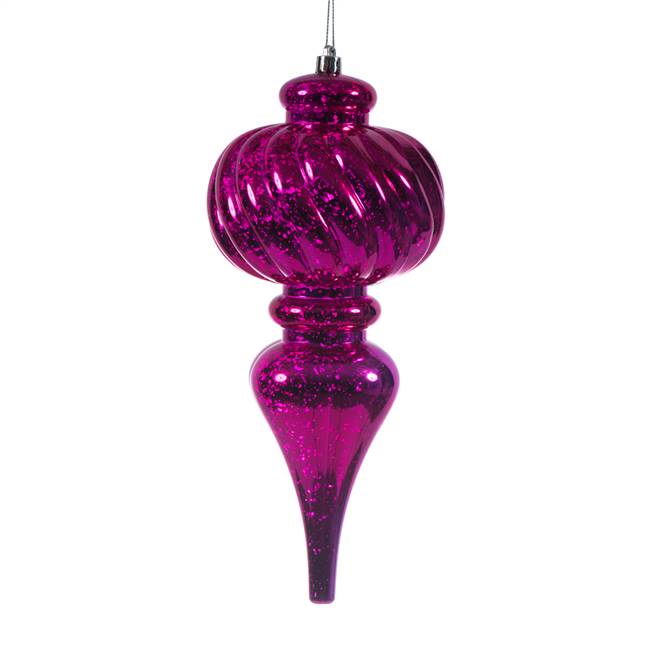 10" Cerise Shiny Mercury Finial 3/Bg