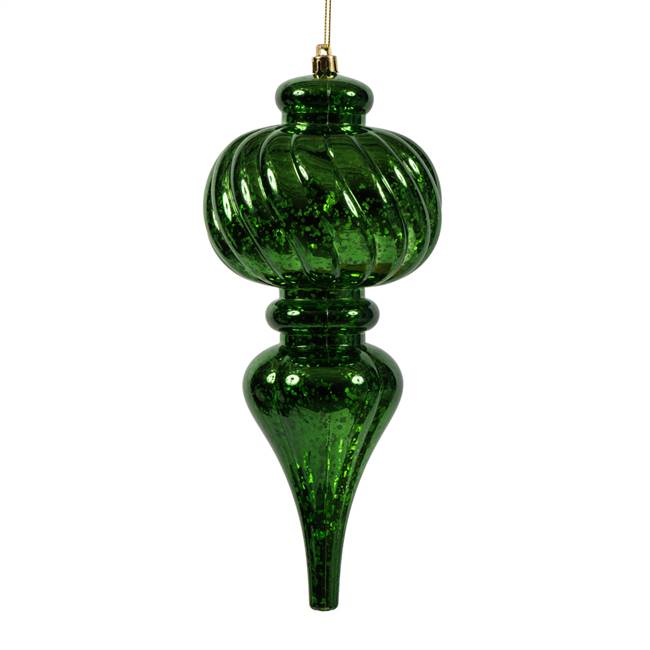 10" Emerald Shiny Mercury Finial 3/Bg