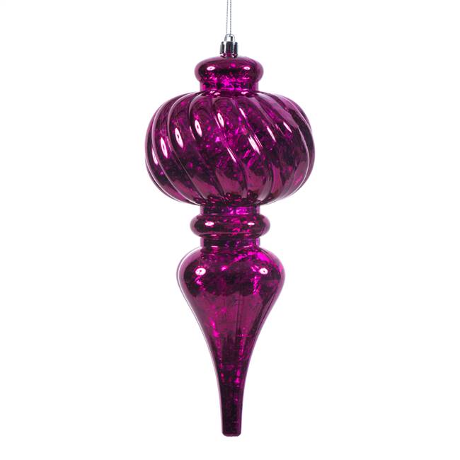 10" Fuchsia Shiny Mercury Finial 3/Bg