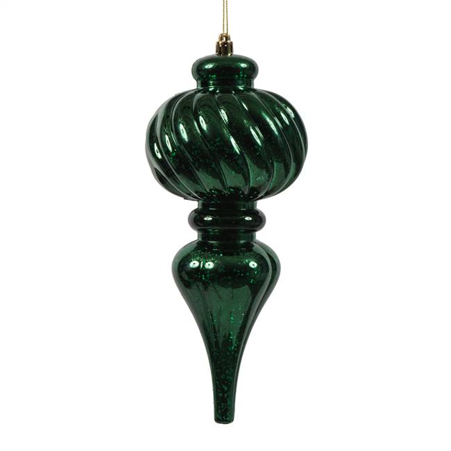 10" Mdnt Green Shiny Mercury Finial 3/Bg