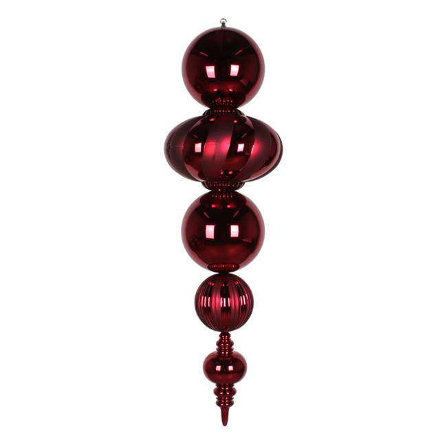 54" Burgundy Shiny Matte Finial