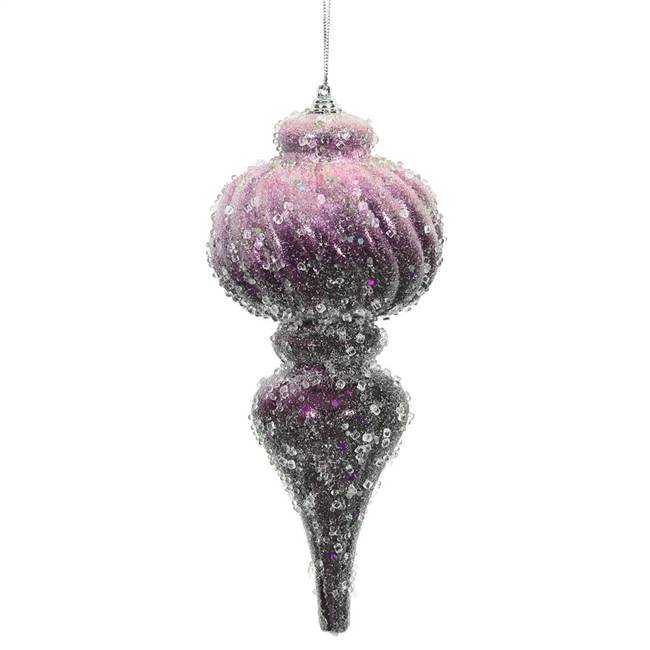 10.25" Plum-Pink Iced Finial Orn 2/Box