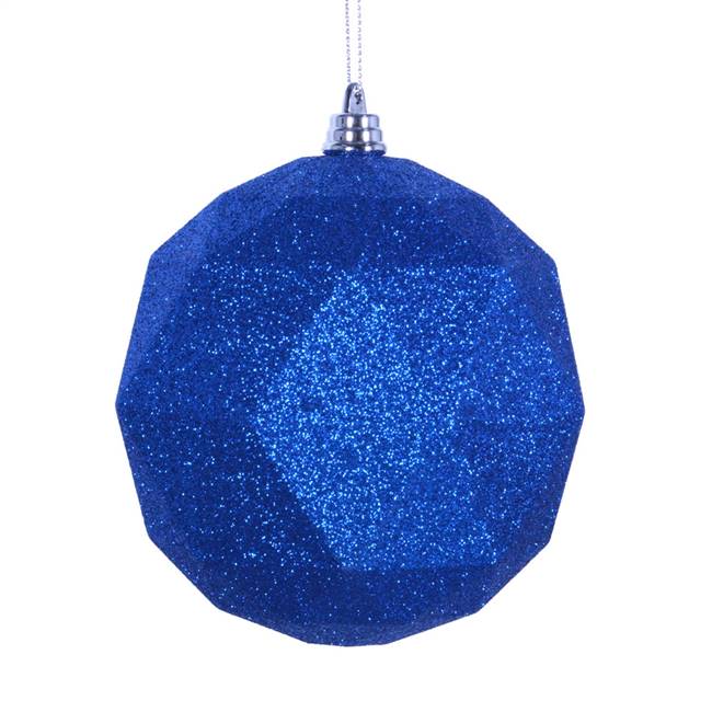 4.75" Blue Glitter Geo Ball 4/bag