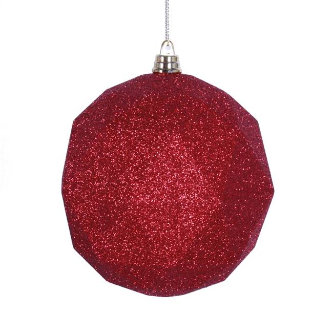 4.75" Red Glitter Geometric Ball 4/bag