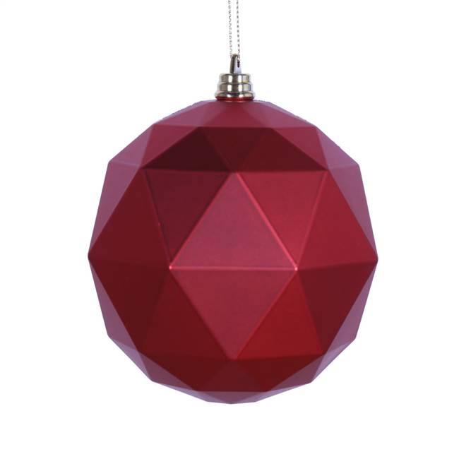 4.75" Red Matte Geometric Ball 4/bag