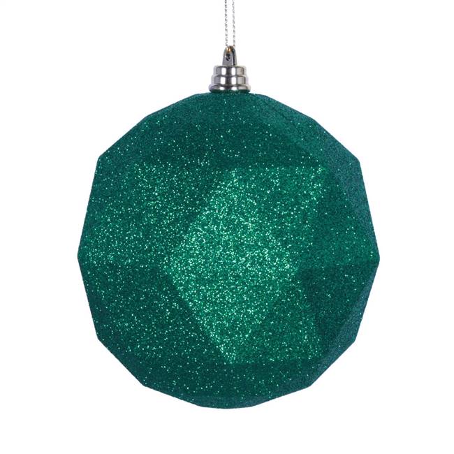 4.75" Green Glitter Geometric Ball 4/bag