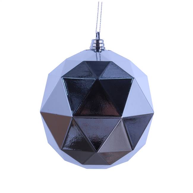 4.75" Silver Shiny Geometric Ball 4/Bag