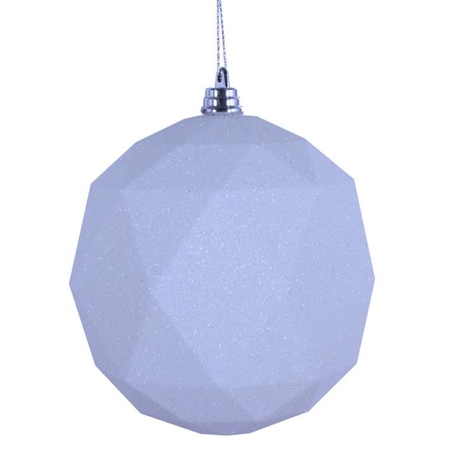 4.75" White Glitter Geometric Ball 4/bag