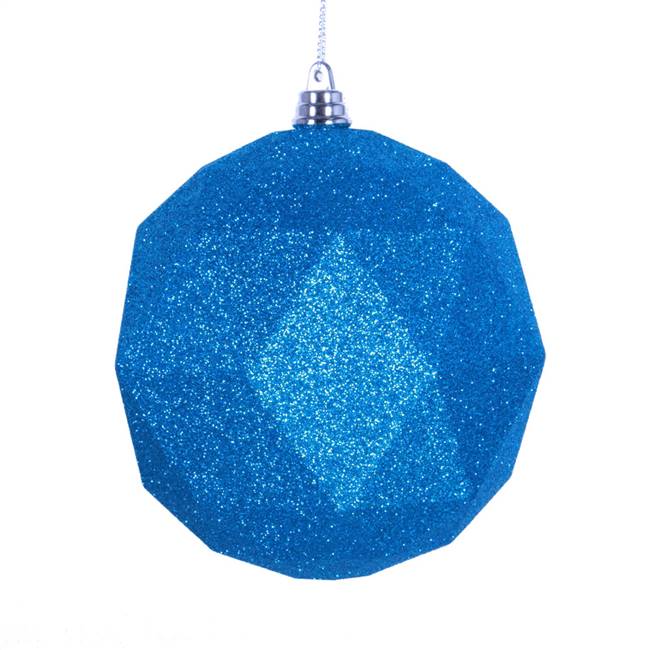 4.75" Turquoise Glitter Geo Ball 4/bag